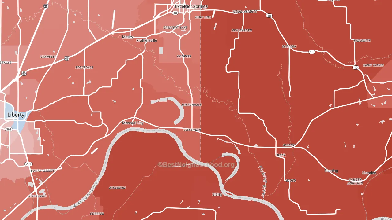 Mosby, MO block-group political-lean map