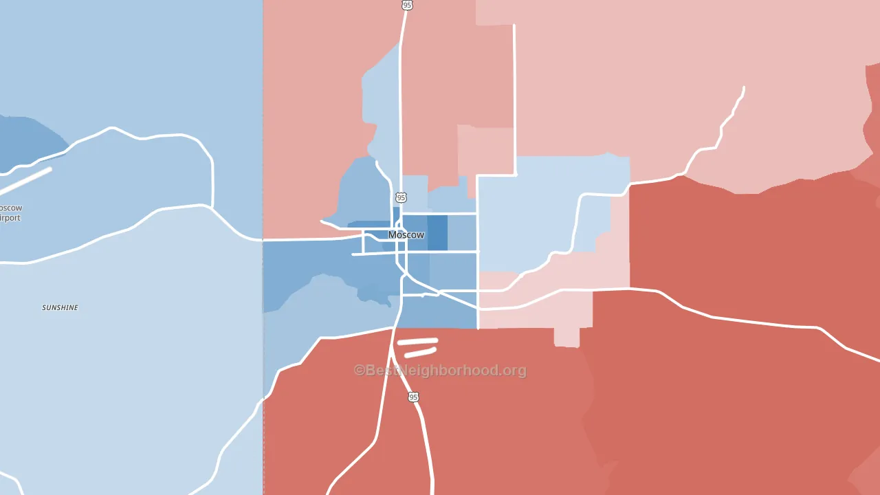 Moscow, ID block-group political-lean map