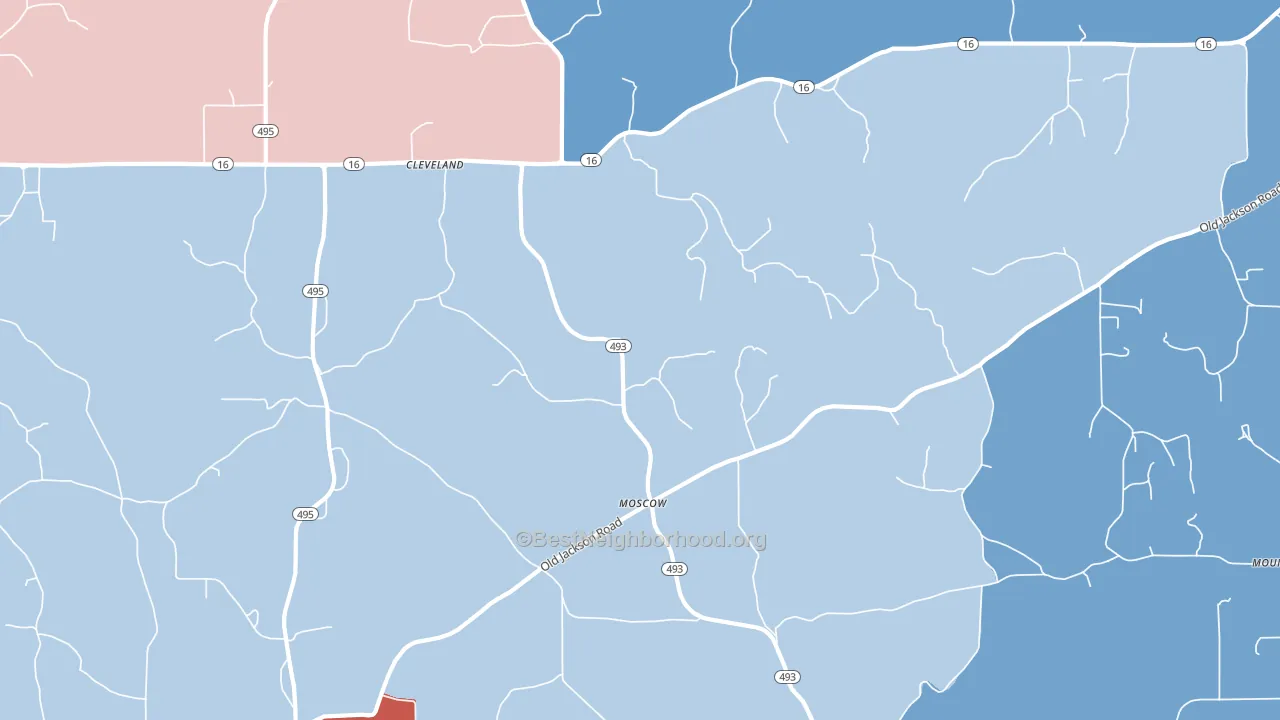 Moscow, MS block-group political-lean map