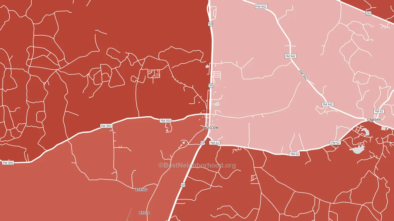 Moscow, TX block-group political-lean map