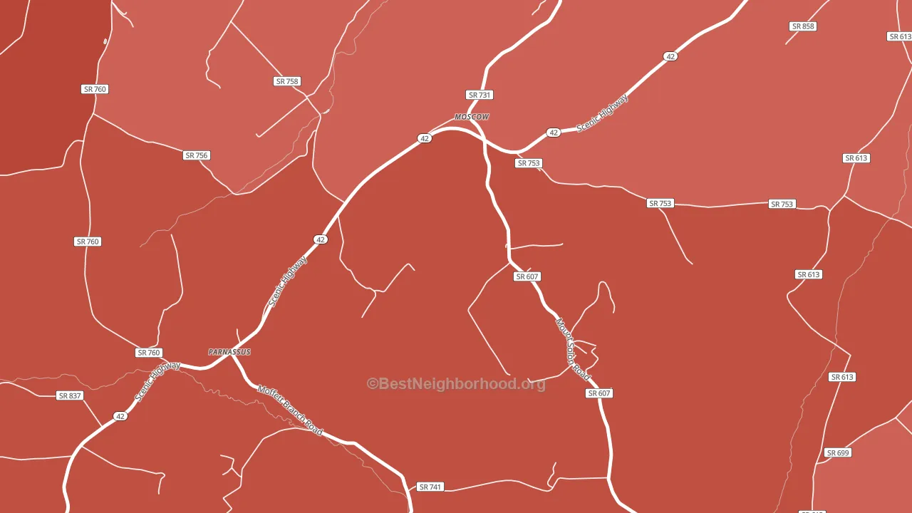Moscow, VA block-group political-lean map