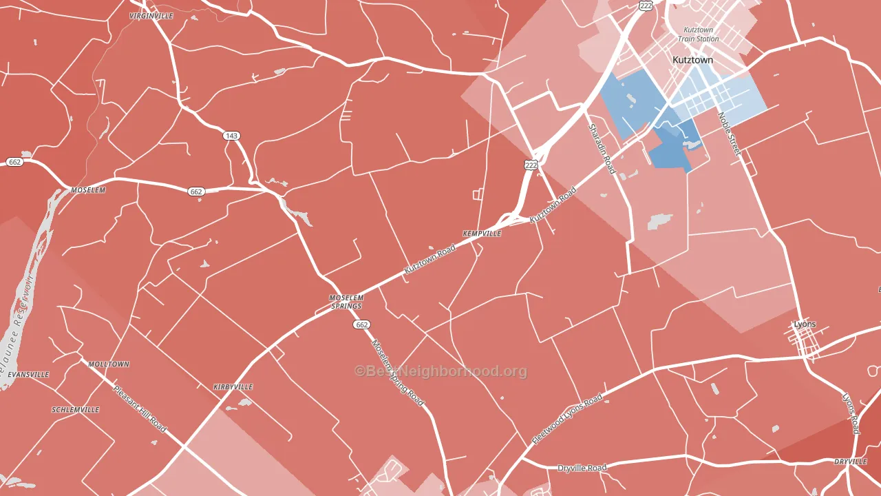 Moselem Springs, PA block-group political-lean map