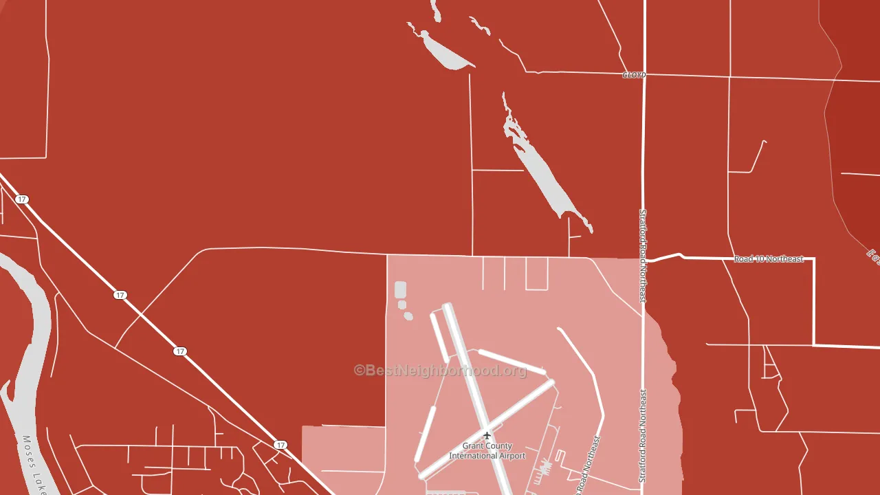 Moses Lake North, WA block-group political-lean map