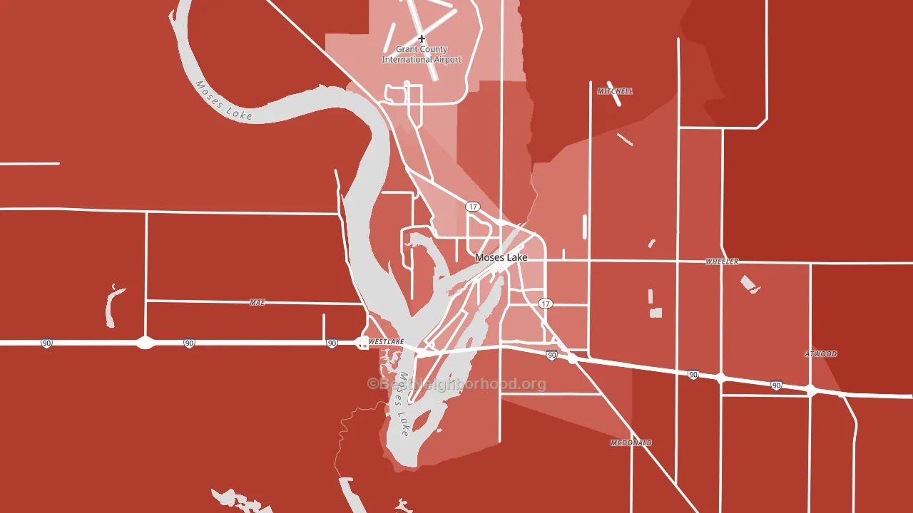 Moses Lake, WA block-group political-lean map
