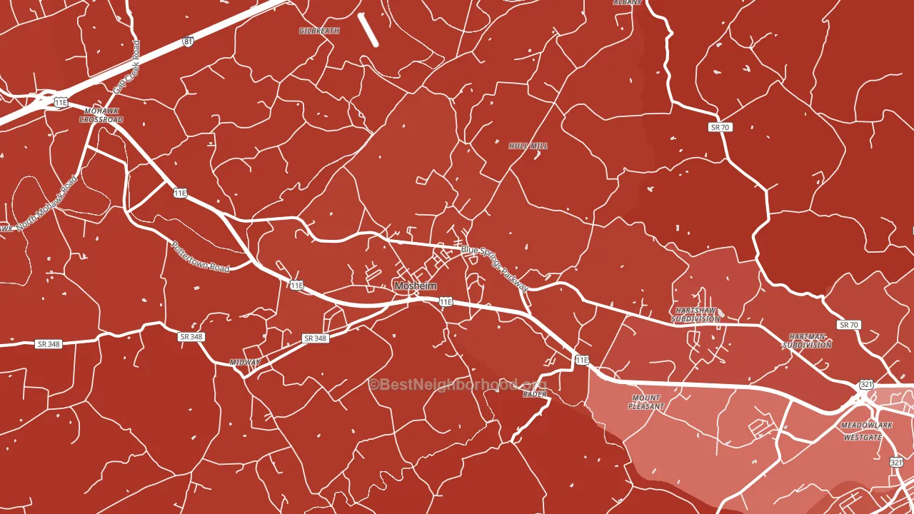 Mosheim, TN block-group political-lean map