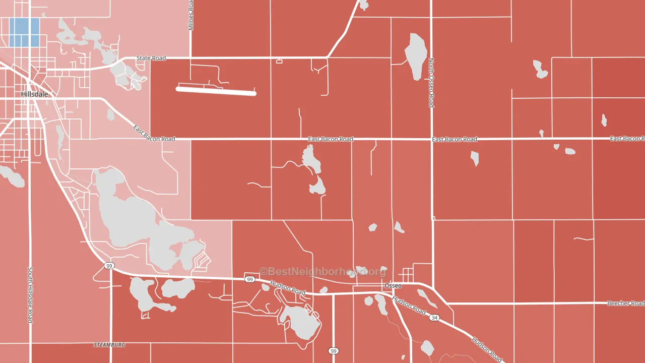 Mosherville, MI block-group political-lean map