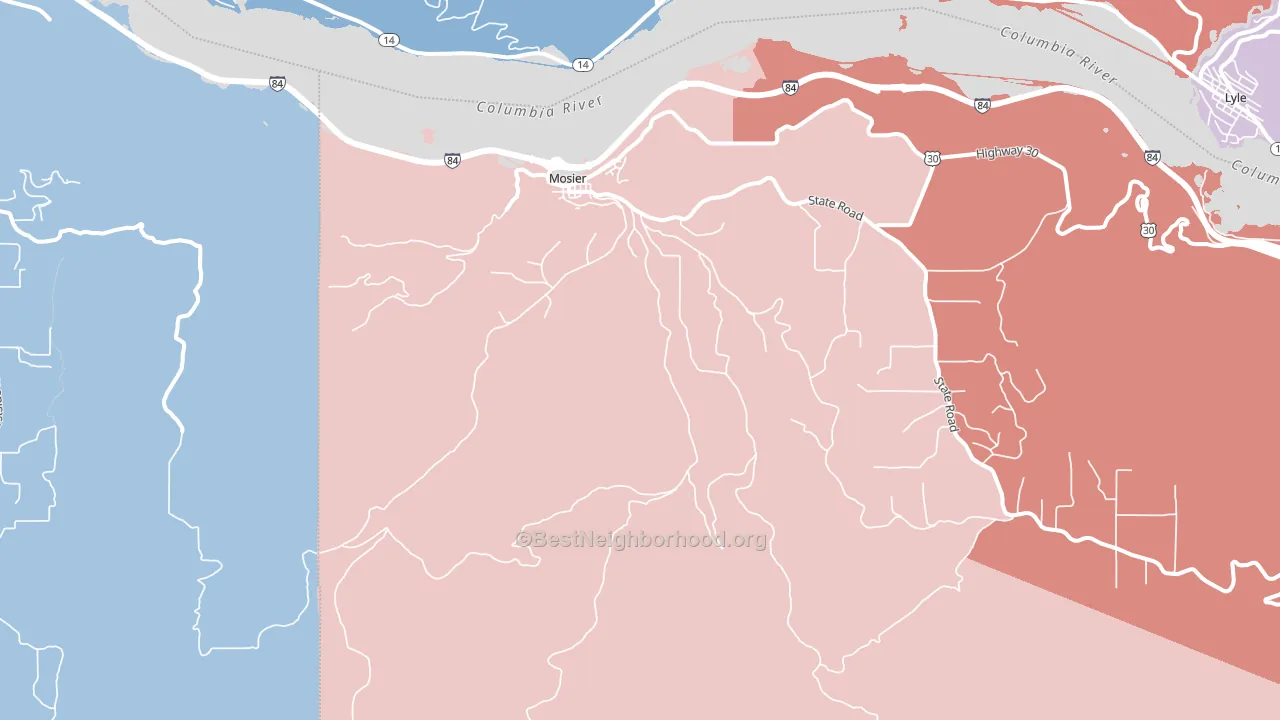 Mosier, OR block-group political-lean map