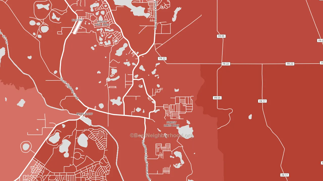 Moss Bluff, FL block-group political-lean map