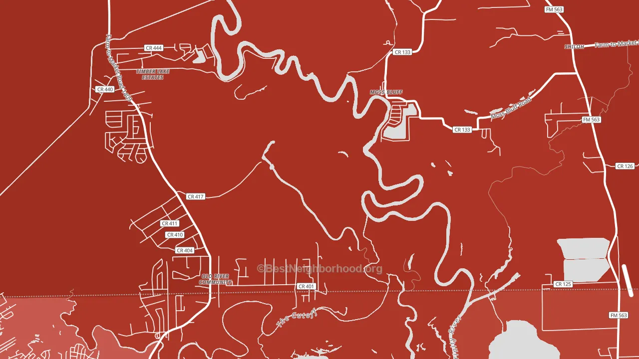 Moss Bluff, TX block-group political-lean map