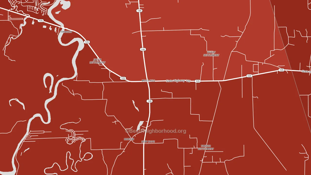 Moss Hill, TX block-group political-lean map