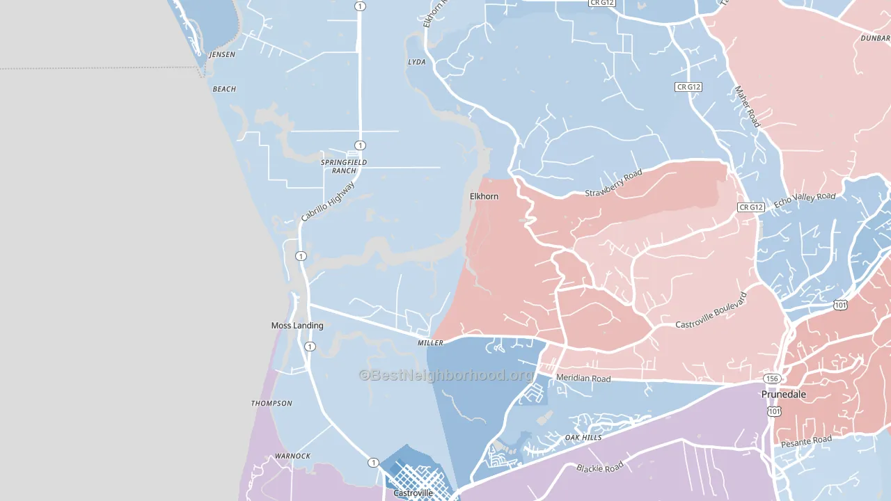 Moss Landing, CA block-group political-lean map