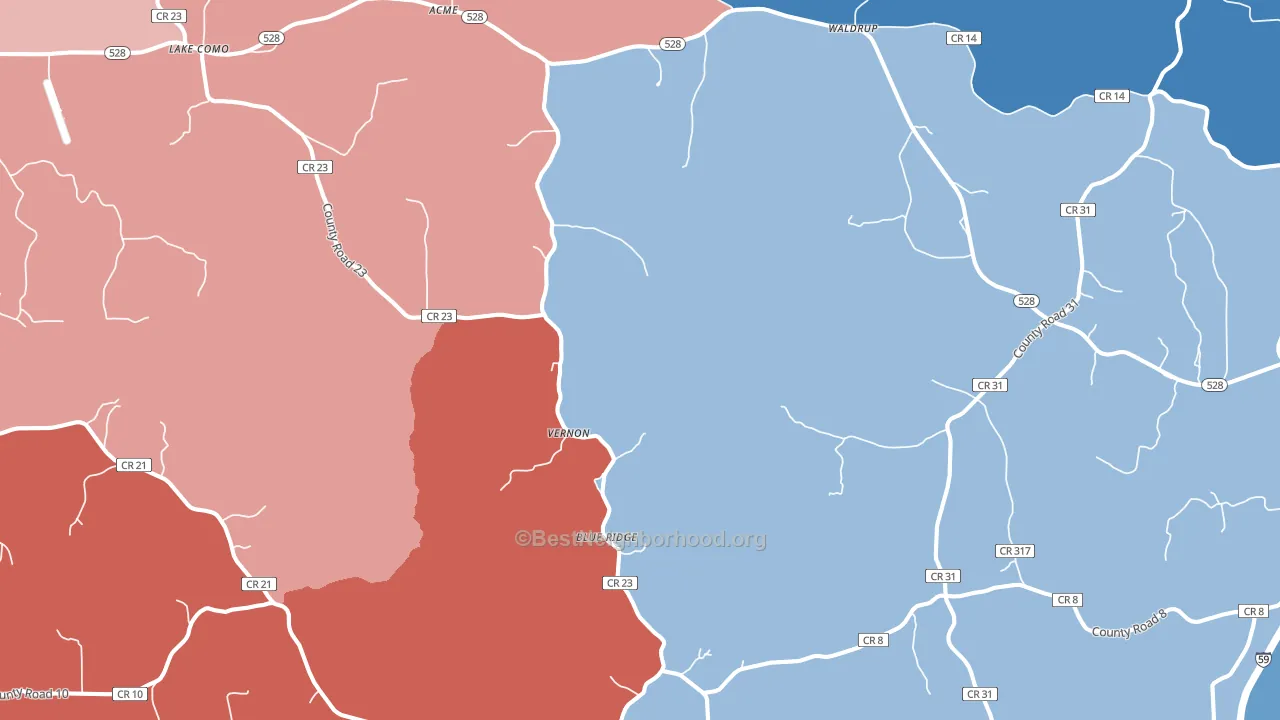 Moss, MS block-group political-lean map