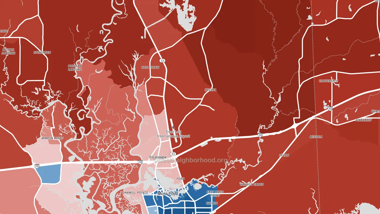 Moss Point, MS block-group political-lean map
