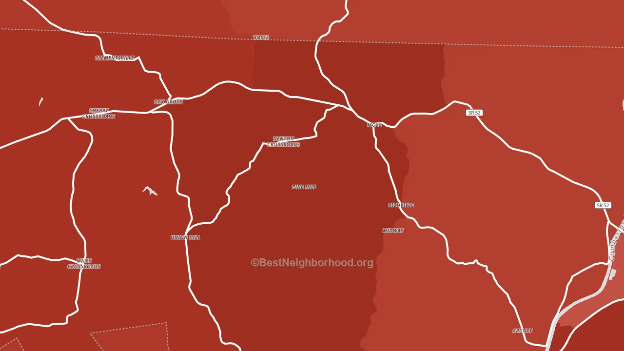 Moss, TN block-group political-lean map