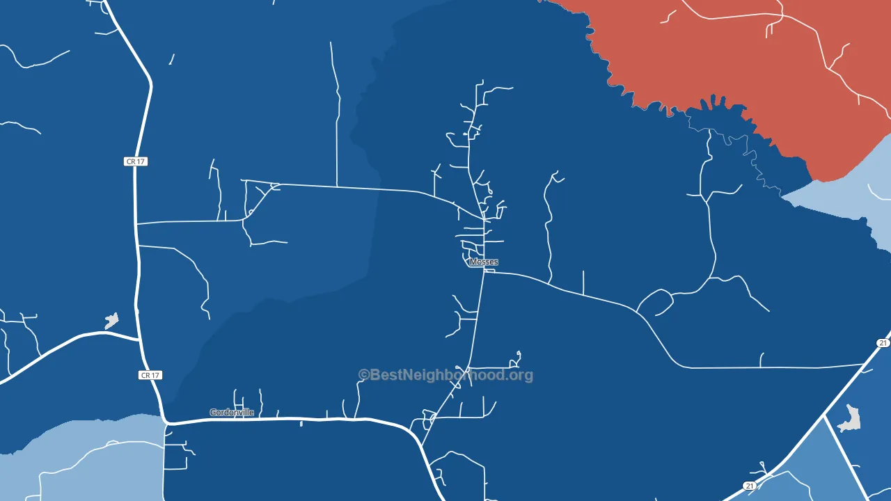Mosses, AL block-group political-lean map