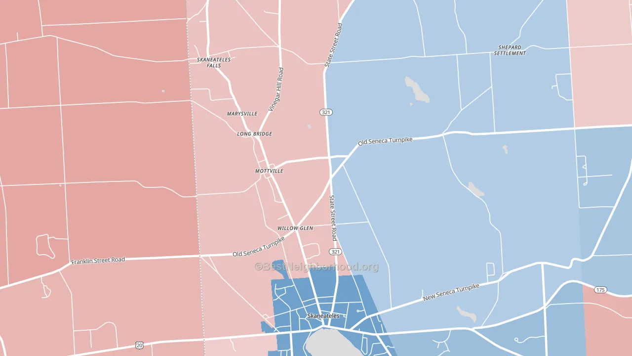 Mottville, NY block-group political-lean map