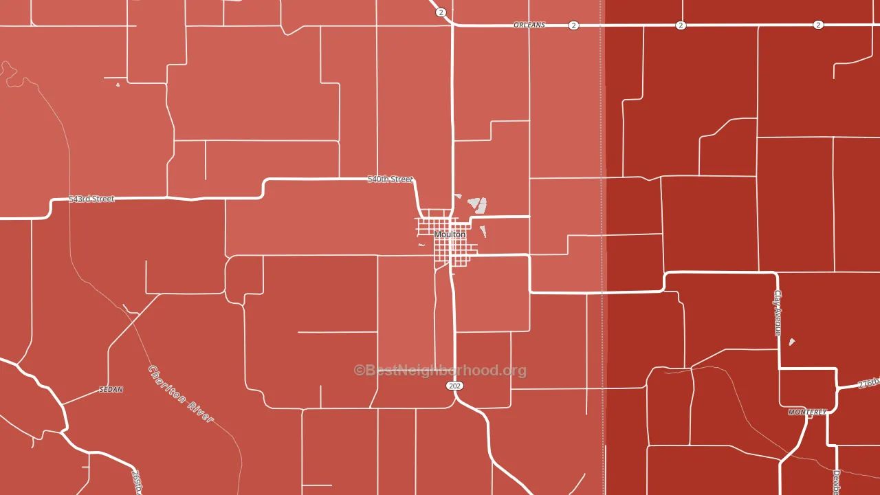 Moulton, IA block-group political-lean map