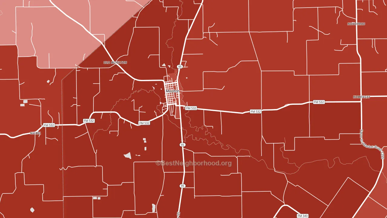 Moulton, TX block-group political-lean map