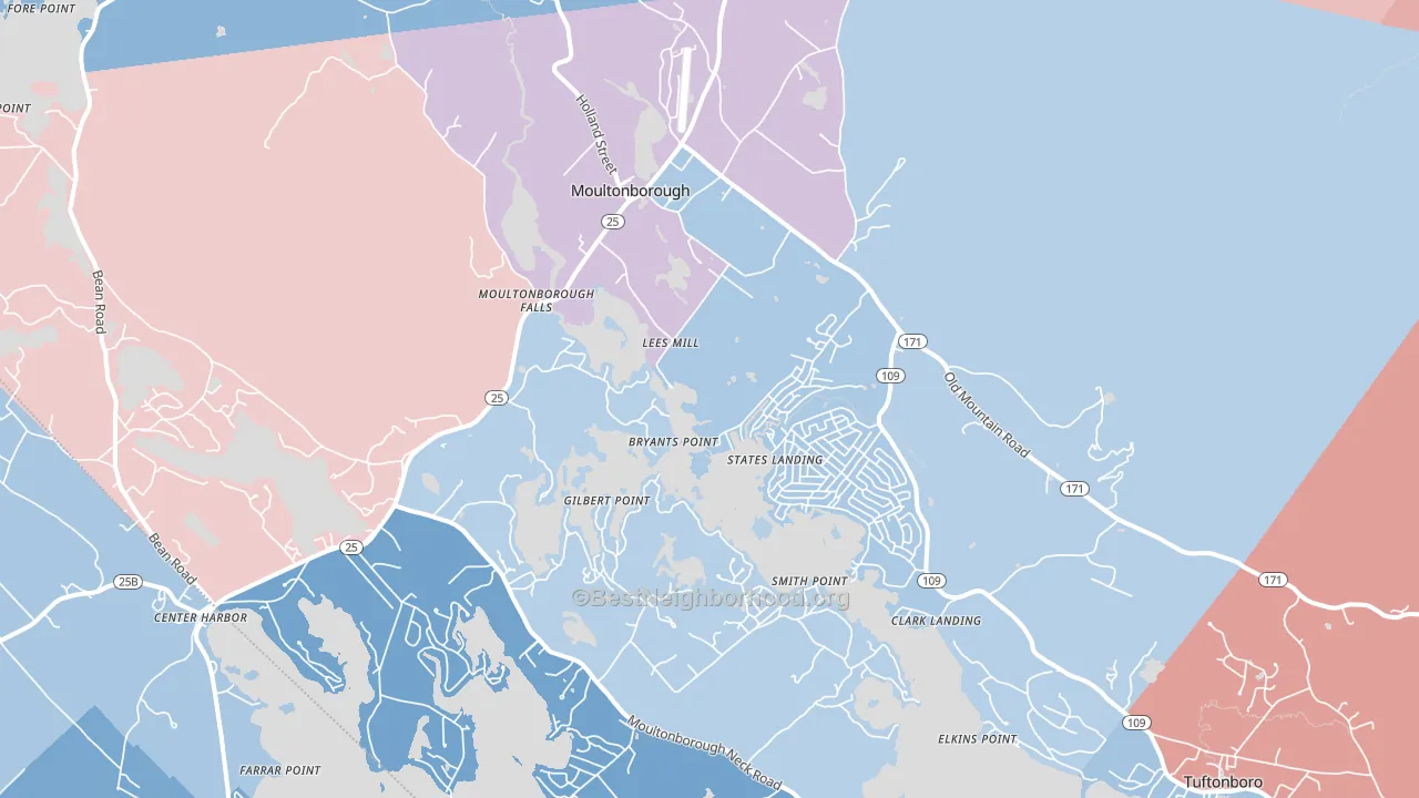 Moultonborough, NH block-group political-lean map