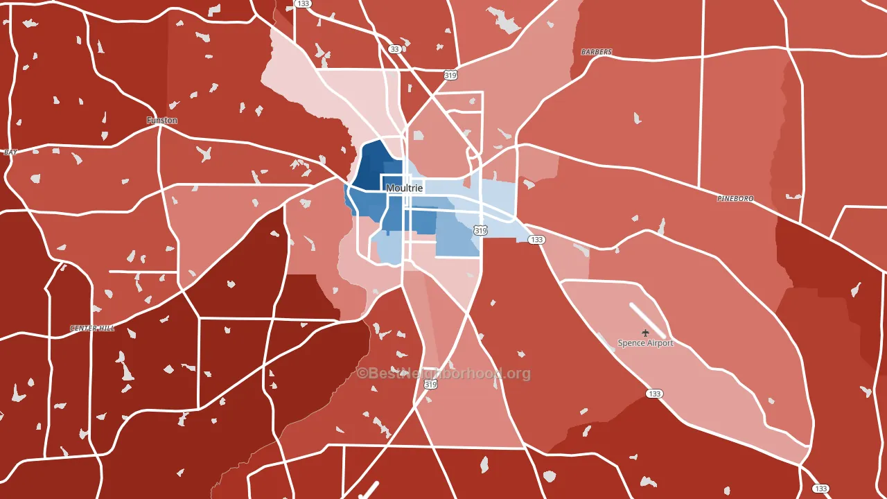 Moultrie, GA block-group political-lean map