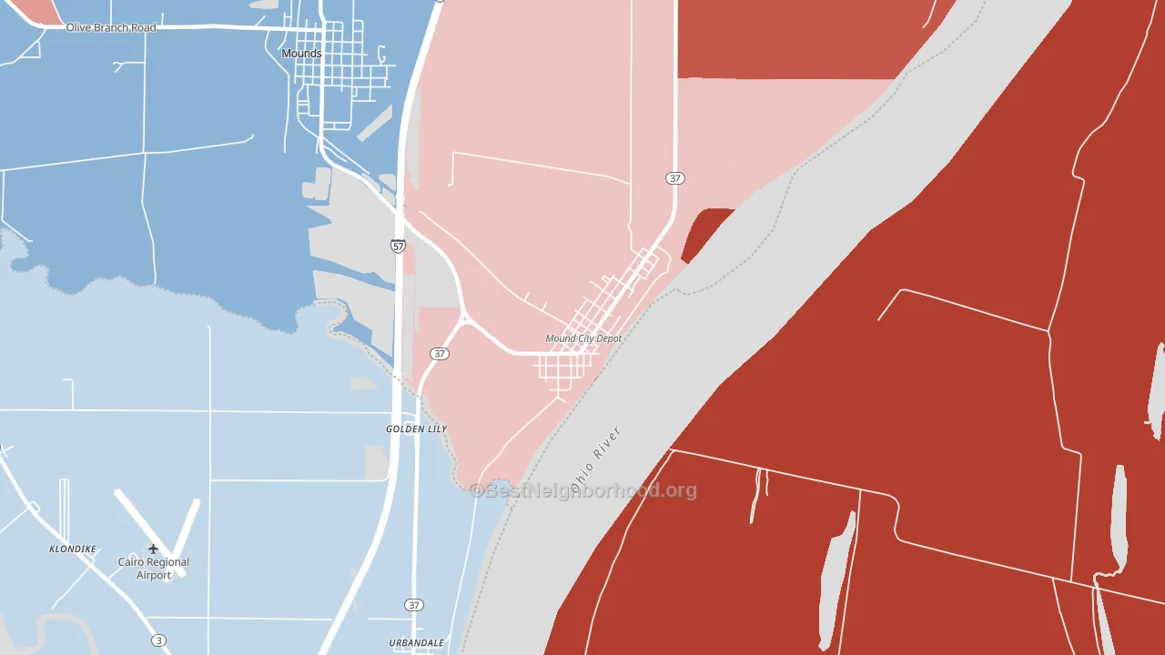 Mound City, IL block-group political-lean map