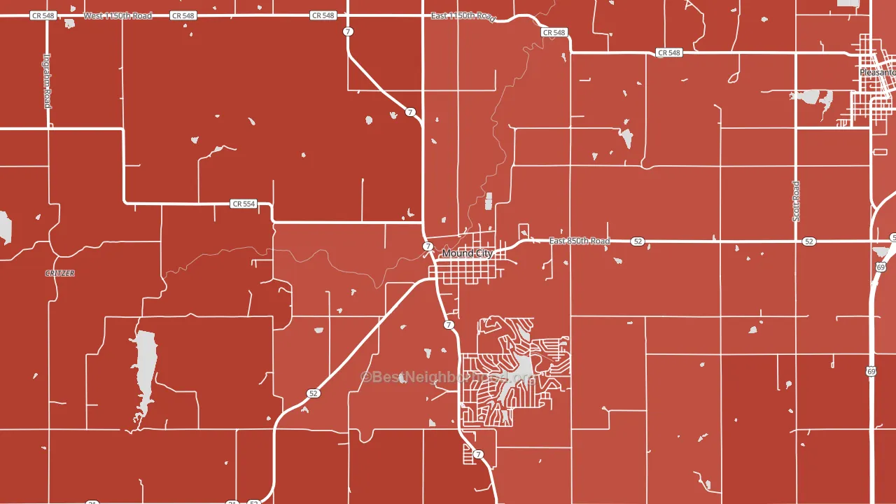 Mound City, KS block-group political-lean map