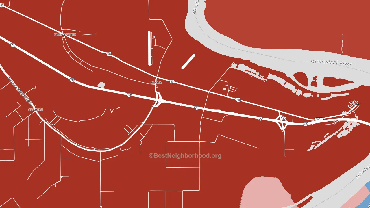 Mound, LA block-group political-lean map