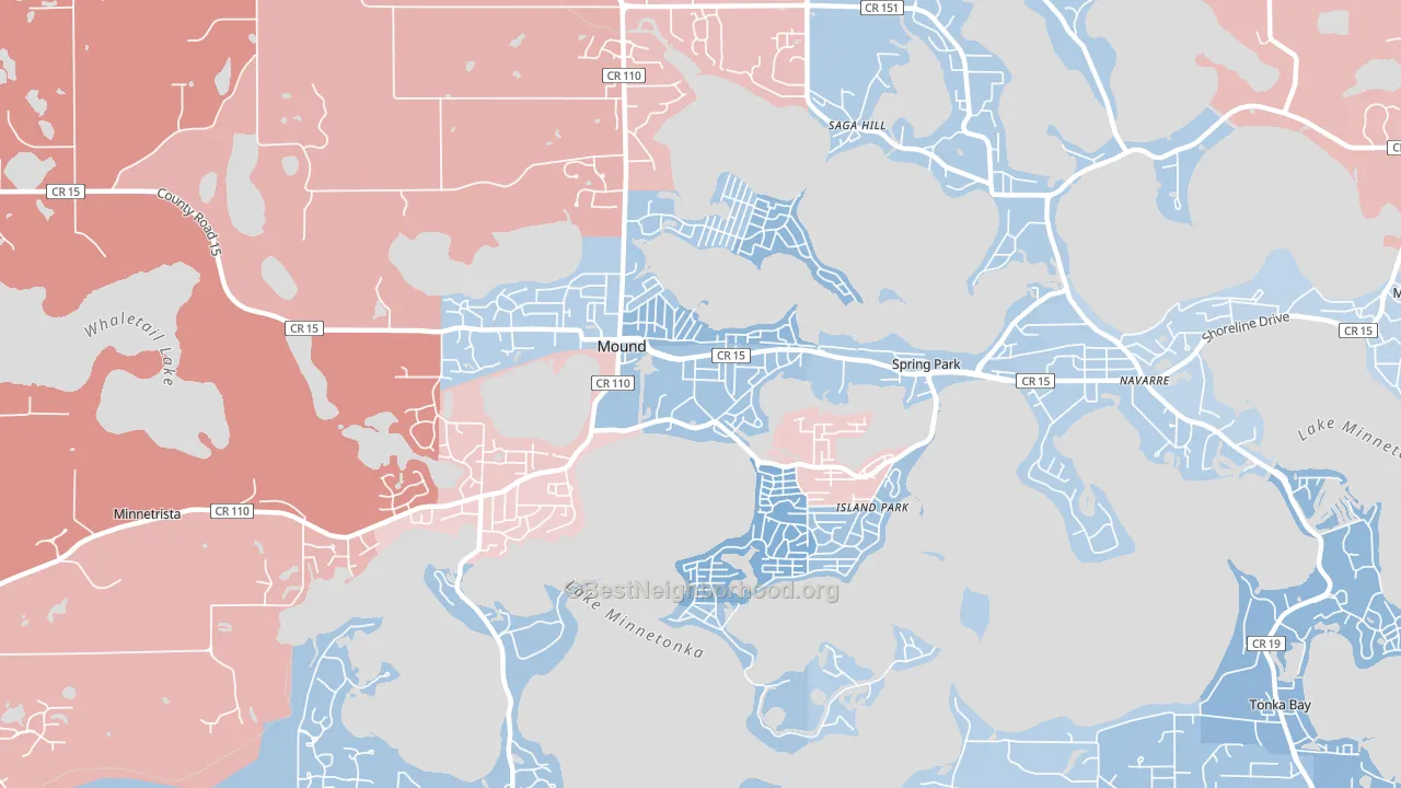 Mound, MN block-group political-lean map
