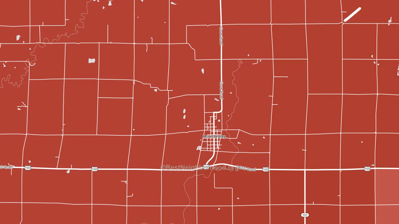 Mound Valley, KS block-group political-lean map