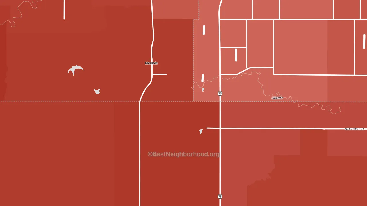 Mounds, OK block-group political-lean map
