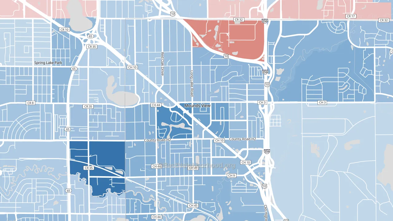 Mounds View, MN block-group political-lean map