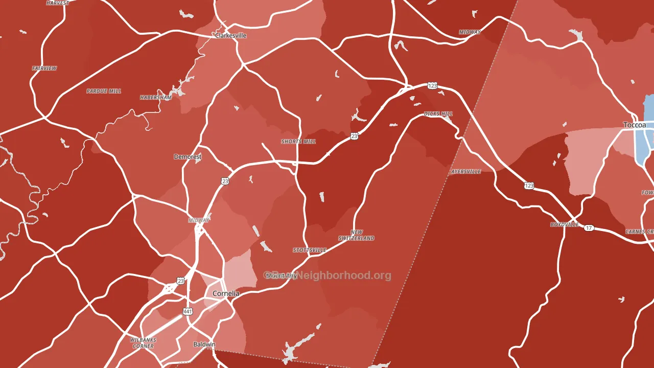Mount Airy, GA block-group political-lean map