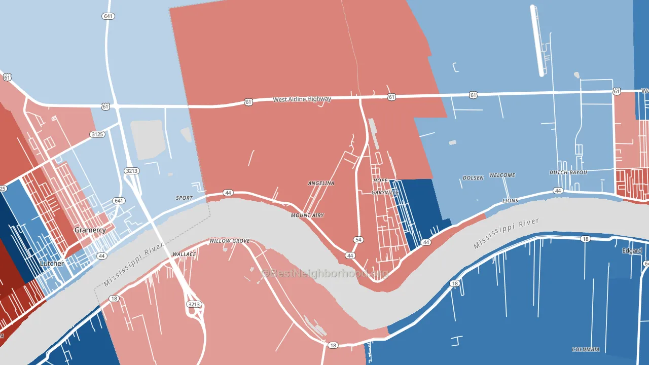 Mount Airy, LA block-group political-lean map