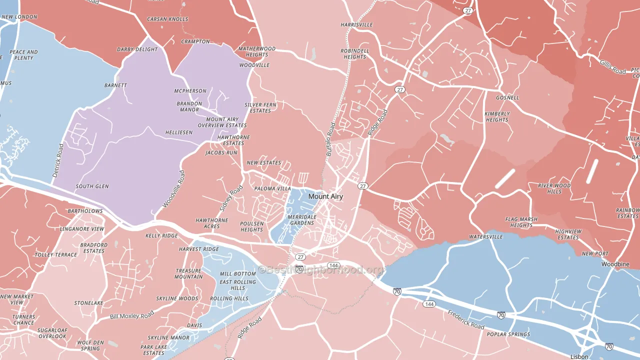 Mount Airy, MD block-group political-lean map