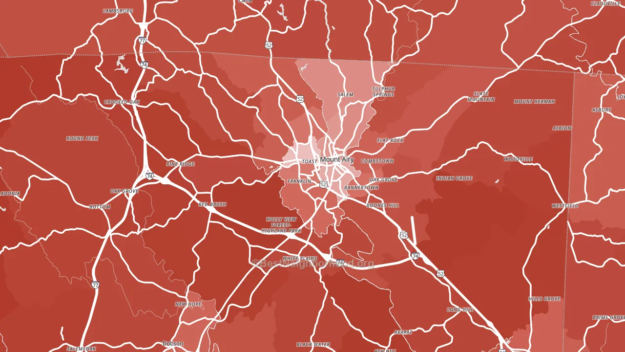 Mount Airy, NC block-group political-lean map