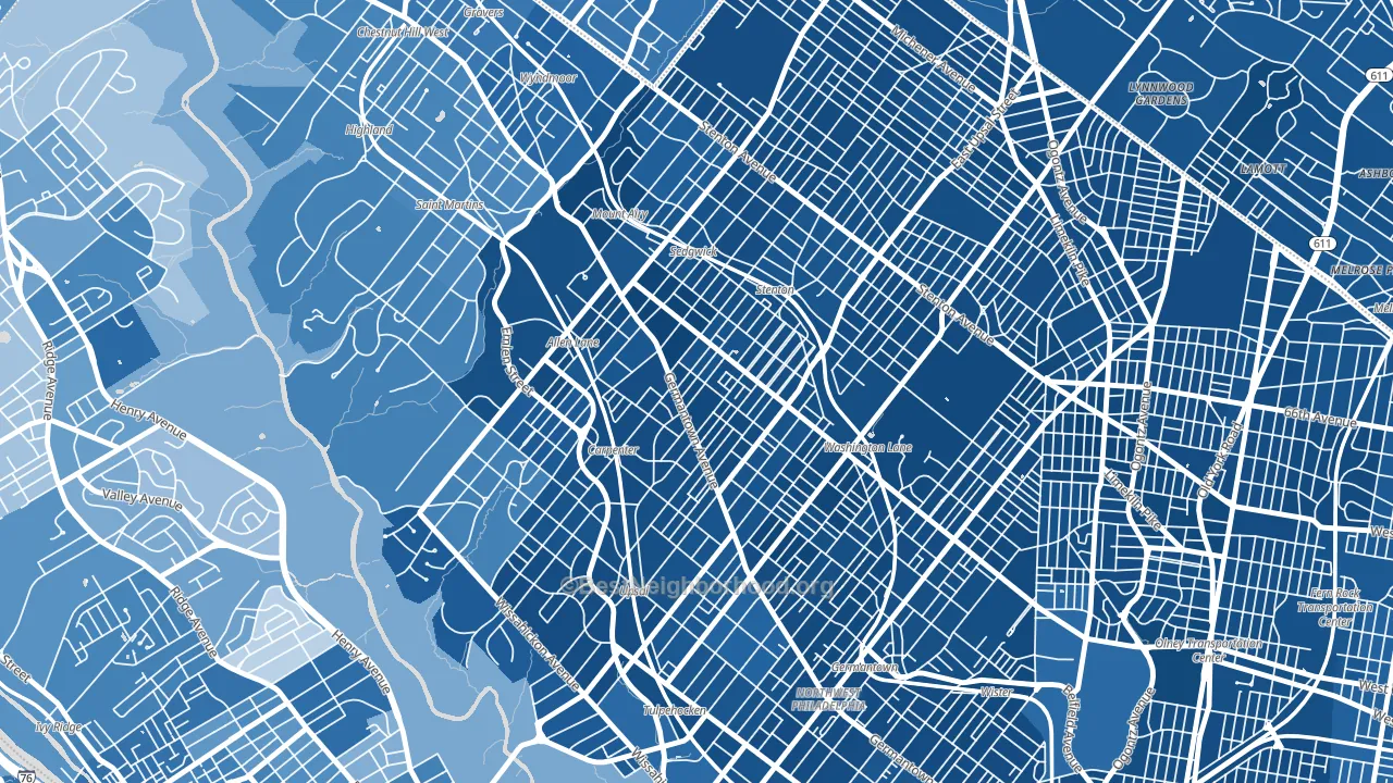 Mount Airy, Philadelphia, PA block-group political-lean map