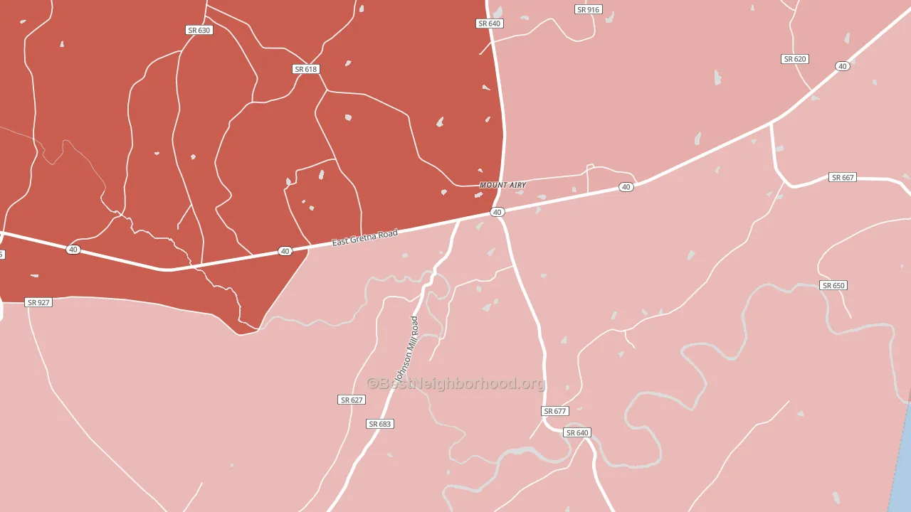 Mount Airy, VA block-group political-lean map