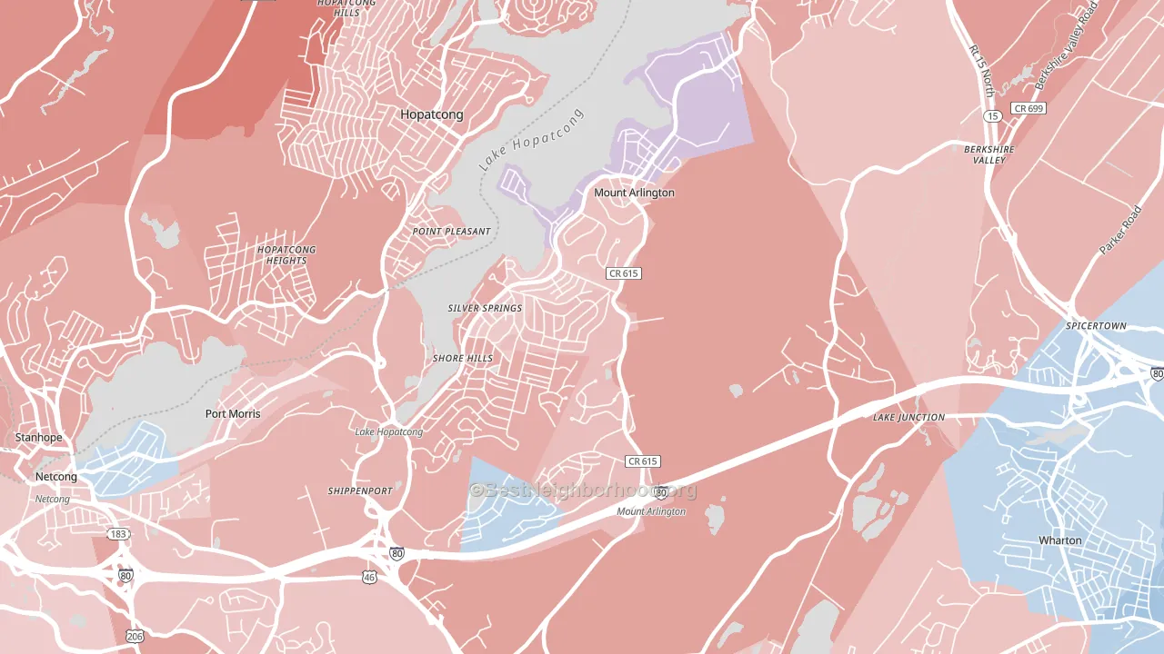 Mount Arlington, NJ block-group political-lean map