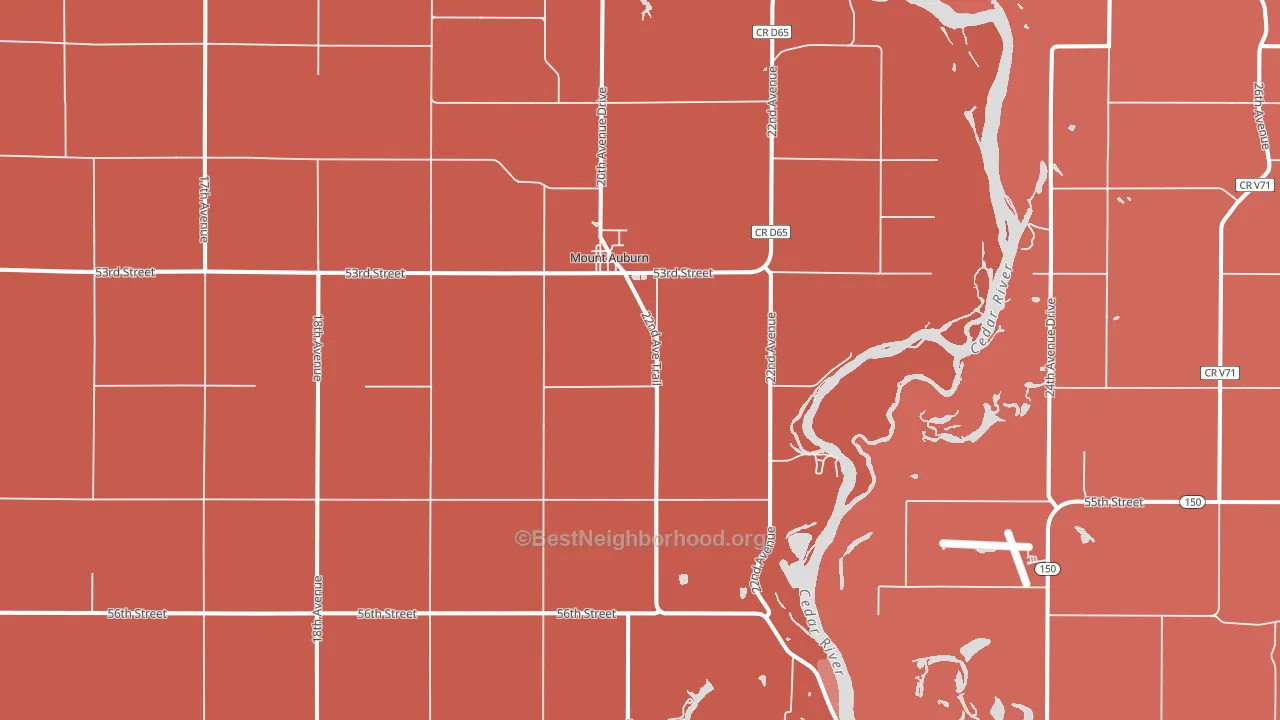 Mount Auburn, IA block-group political-lean map