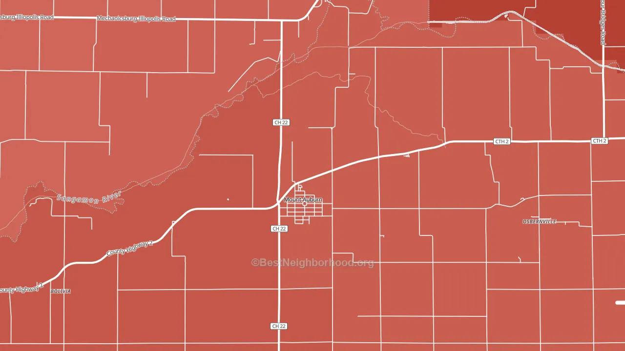 Mount Auburn, IL block-group political-lean map
