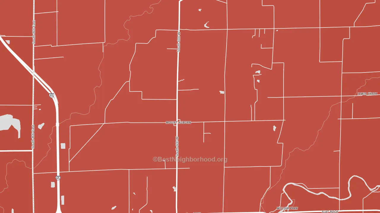 Mount Auburn, IN block-group political-lean map