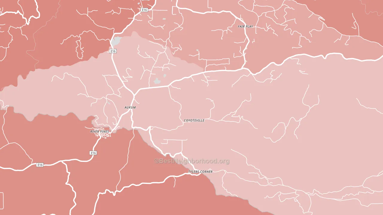 Mount Aukum, CA block-group political-lean map