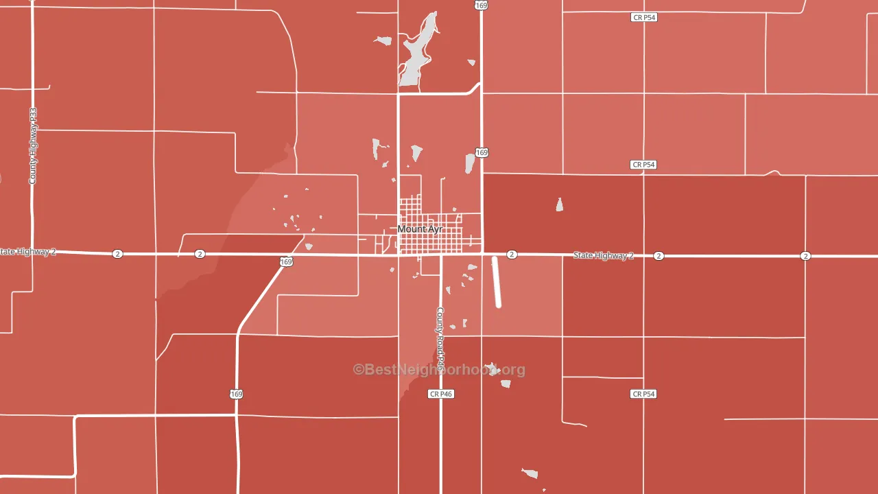 Mount Ayr, IA block-group political-lean map