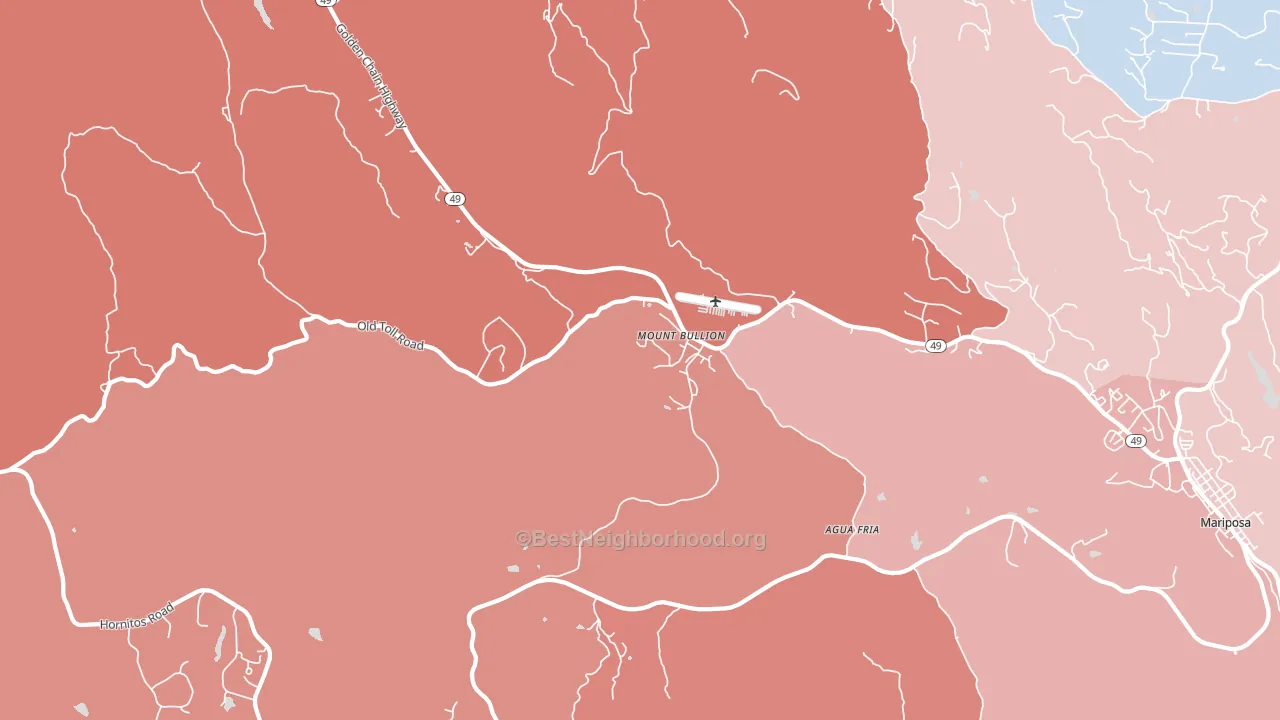 Mount Bullion, CA block-group political-lean map