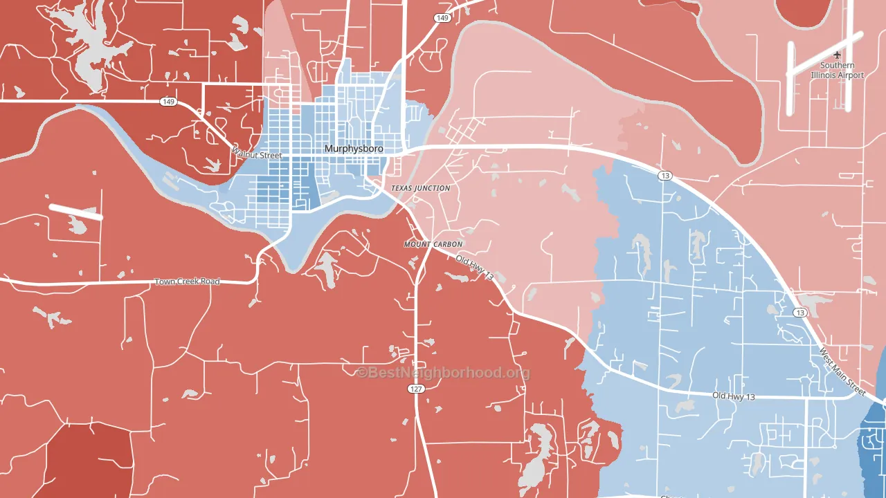 Mount Carbon, IL block-group political-lean map