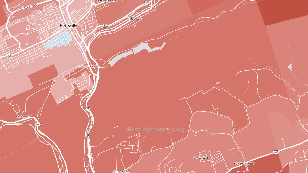 Mount Carbon, PA block-group political-lean map