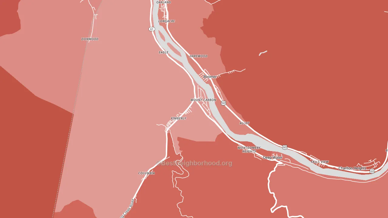 Mount Carbon, WV block-group political-lean map