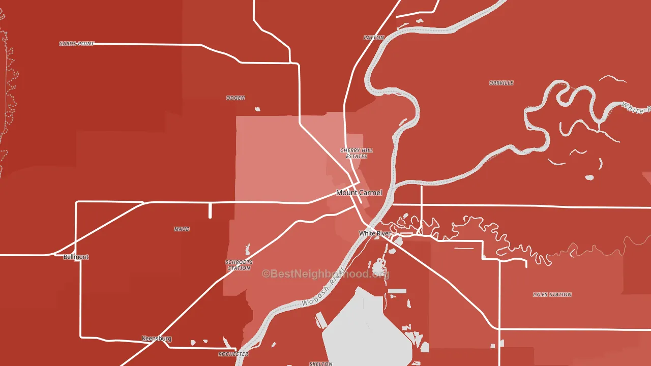 Mount Carmel, IL block-group political-lean map