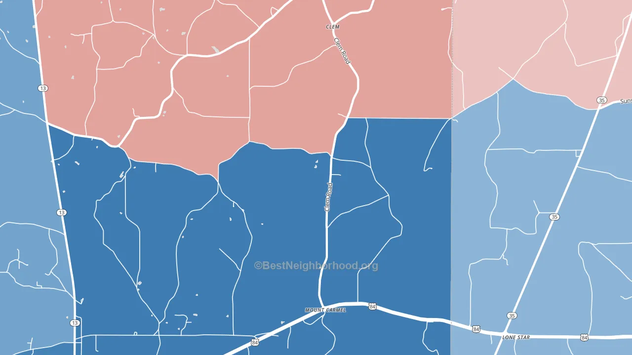Mount Carmel, MS block-group political-lean map