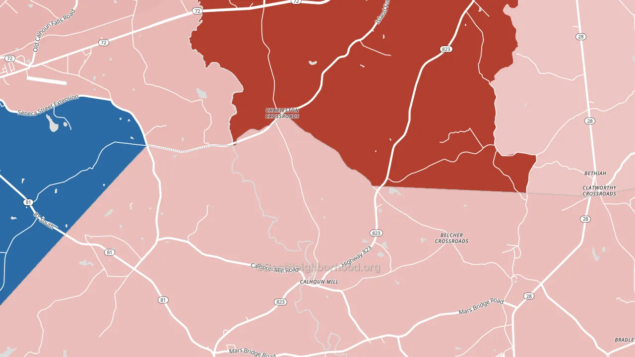 Mount Carmel, SC block-group political-lean map